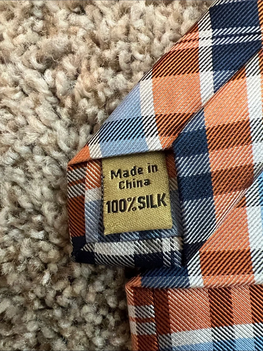 Plaid Orange & Blue Boys Tie
